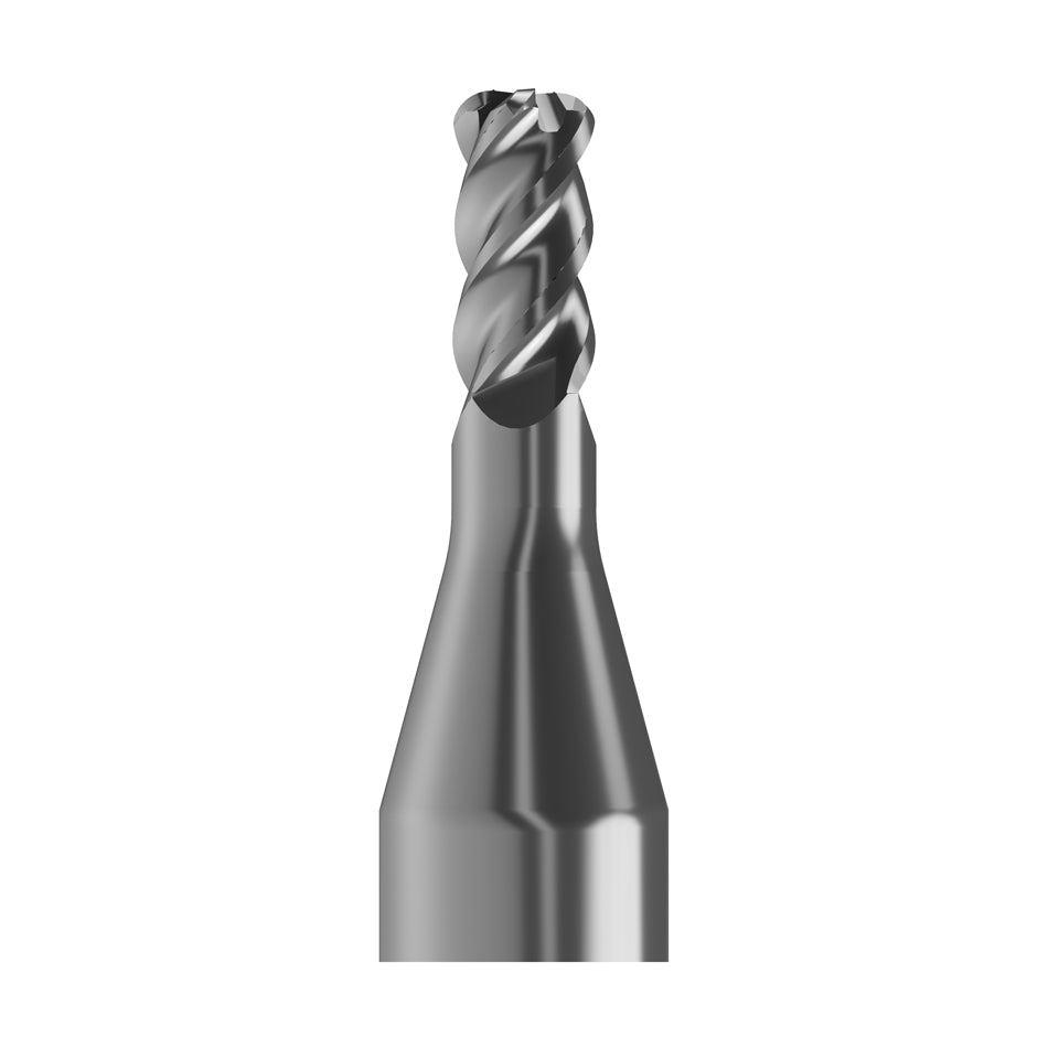 solid carbide torus end mill Ø1mm, optimized for machining titanium, CoCr