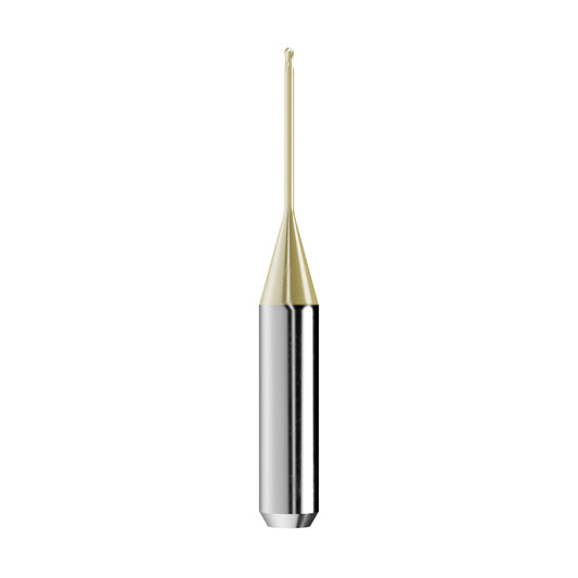 Solid carbide ballnose end mill Ø1mm, optimized for machining zirconium oxide, PMMA