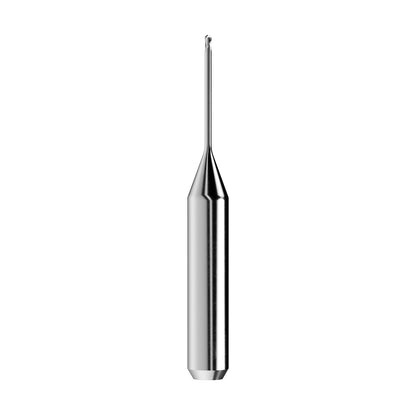 solid carbide ballnose end mill Ø1mm, optimized for machining zirconium oxide, PMMA, wax