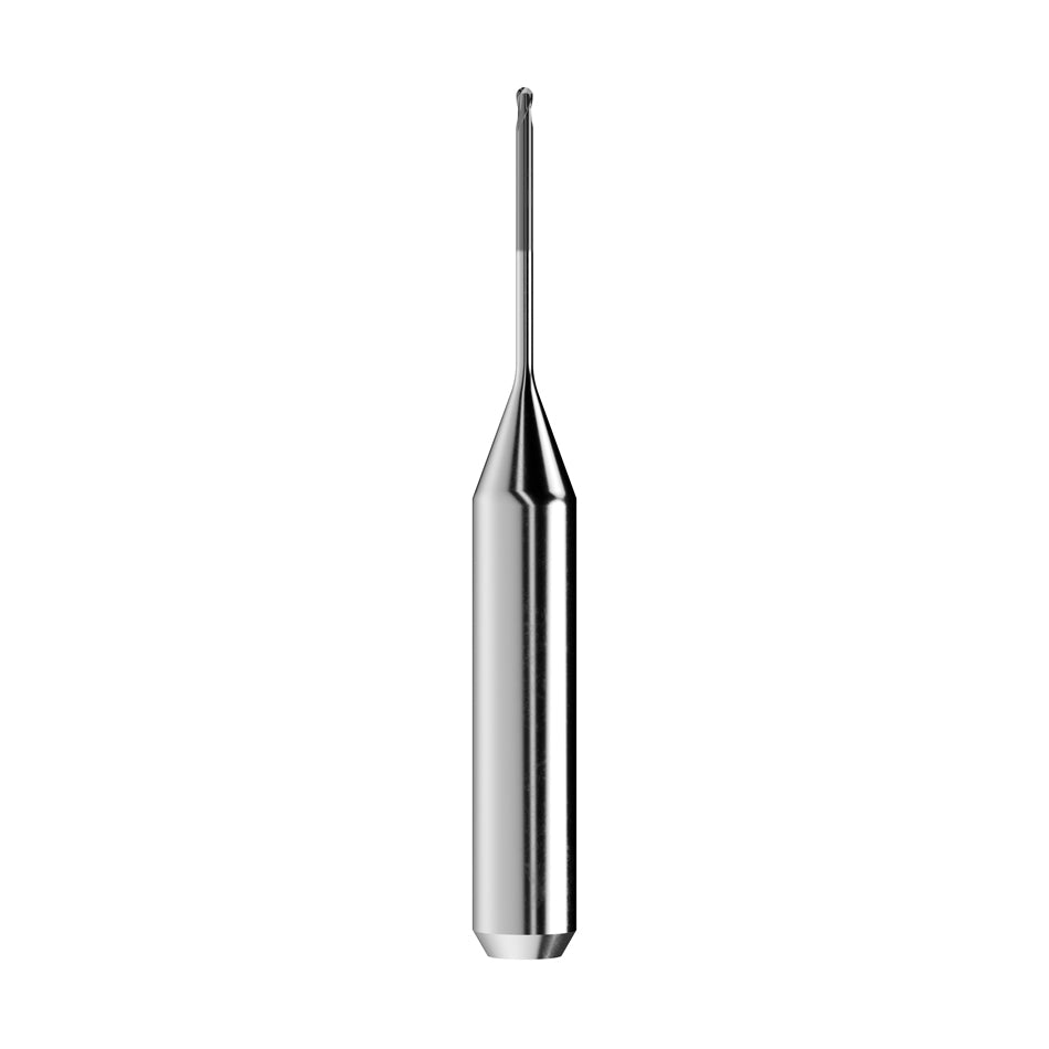 solid carbide ballnose end mill Ø1mm, optimized for machining zirconium oxide